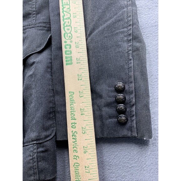 EXPRESS Mens Military Chore Jacket Ribbed Collar Button Accents Dark Gray Medium - Picture 8 of 16